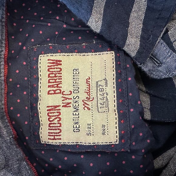 Hudson Barrow Button Down Striped Short Sleeve Shirt M - Picture 3 of 4